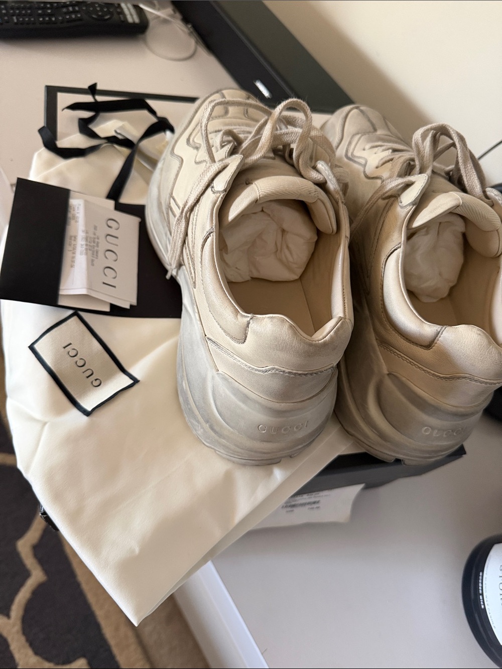 Gucci Men's Off-White/Taupe Chunky Runner Sneakers - Picture 4 of 9